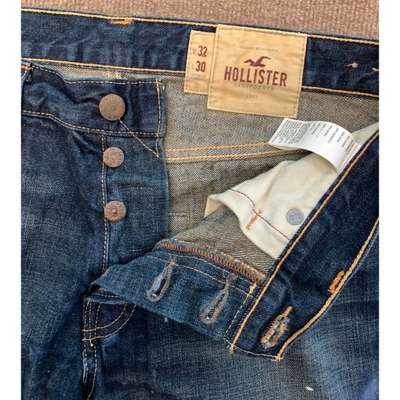 Hollister Jeans Mens 32x30 Huntington Low Rise Slim Straight Splattered Denim - Picture 2 of 8
